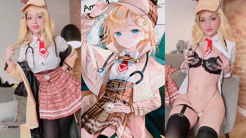 Hidori rose amelia watson cosplay fingering masturbate (hololive)